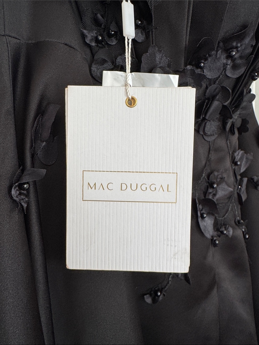 Mac Duggal 37134 Black Strapless Satin Floral Embellished Ball Gown Size 14 NWT - Picture 9 of 10